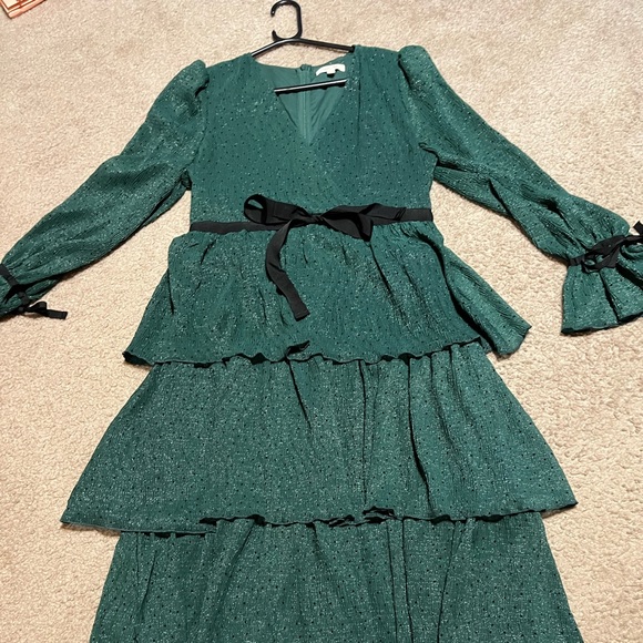 Just Me Emerald Green and Polka Dot tiered Maxi Dress NWOT - Picture 8 of 11
